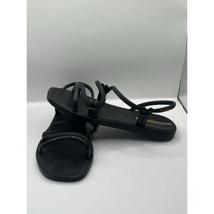 Ipanema Sempre Nova Solar Sandals Women Black Strappy Rope Knot Flat Brazil 8
